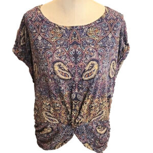 Lucky Brand Multicolor Paisley Short Sleeve Top